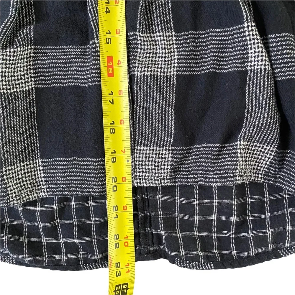 Madewell Boheme Popover Top Hayden Plaid Black White Size XXS - Picture 9 of 9